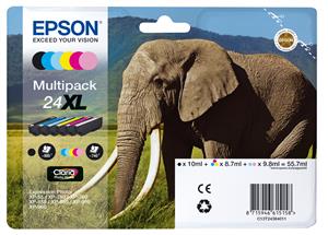 Epson Elephant C13T24384011 cartuccia d'inchiostro 6 pz Originale Resa elevata (XL) Nero, Ciano, Ciano chiaro, Magenta, Magenta chiaro, Giallo