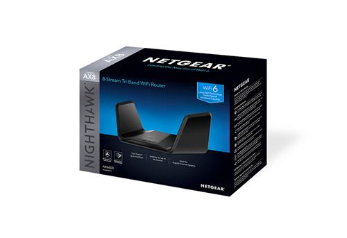 NETGEAR Nighthawk Tri-Band AX8 8-Stream AX6600 WiFi 6 Router (RAX70) router wireless Gigabit Ethernet Banda tripla (2.4 GHz/5 GHz/5 GHz) Nero
