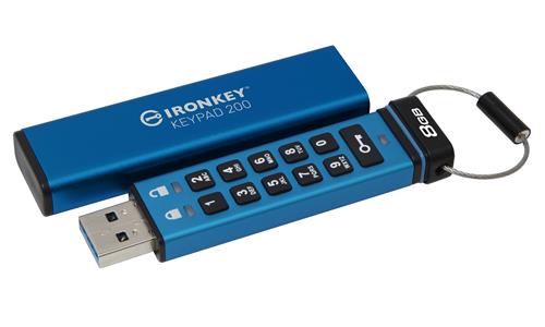 Kingston Technology IronKey Keypad 200 unità flash USB USB tipo A 3.2 Gen 1 (3.1 Gen 1) Blu