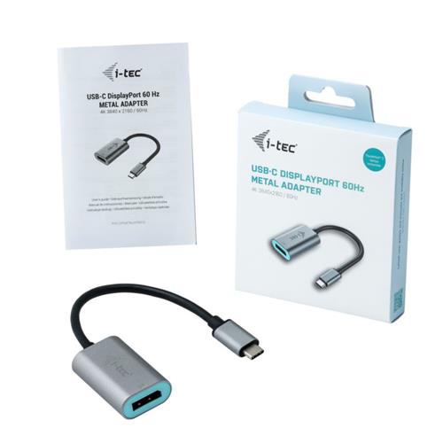 i-tec Metal C31METALDP60HZ cavo e adattatore video 0,15 m USB tipo-C Grigio, Turchese