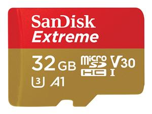 SANDISK EXTREME MICROSDHC 32GB CARD WITH ADAPTER