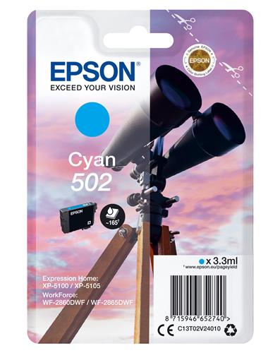 Epson 502 cartuccia d'inchiostro 1 pz Originale Resa standard Ciano