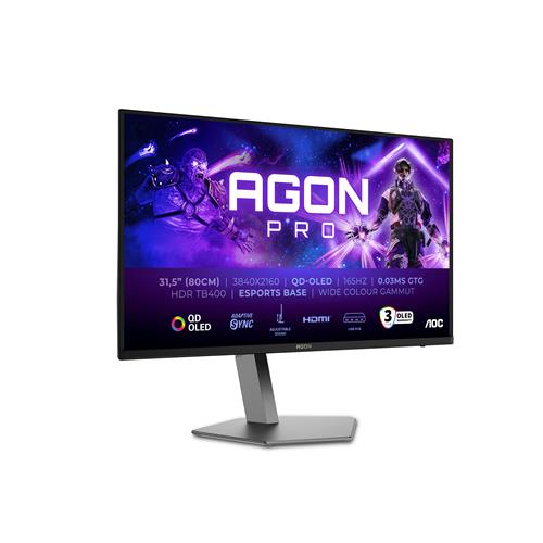 AOC AGON PRO AG326UD Monitor PC 80 cm (31.5) 3840 x 2160 Pixel 4K Ultra HD QD-OLED Nero