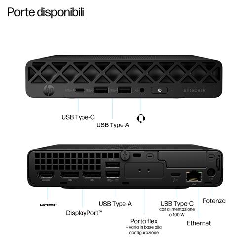 HP EliteDesk 8 Mini G1i AI PC Wolf Pro Security Edition Intel Core Ultra 5 235T 16 GB DDR5-SDRAM 512 GB SSD Windows 11 Pro Mini PC Nero