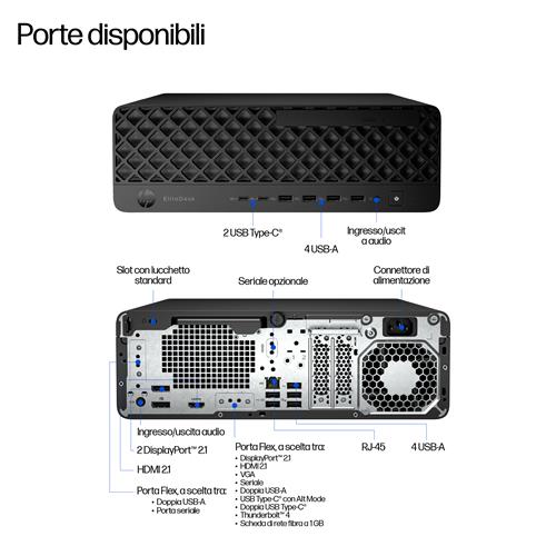 HP EliteDesk 8 G1i Wolf Pro Security Edition Intel Core Ultra 7 265 16 GB DDR5-SDRAM 512 GB SSD Windows 11 Pro SFF PC AI PC Nero