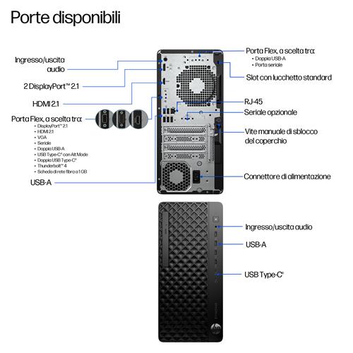 HP EliteDesk 8 G1i Wolf Pro Security Edition Intel Core Ultra 9 285 32 GB DDR5-SDRAM 1 TB SSD Windows 11 Pro Tower PC AI PC Nero