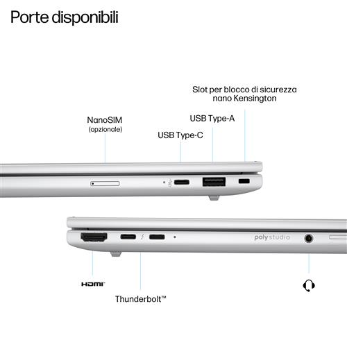 HP EliteBook 8 G1i AI PC Wolf Pro Security Edition Intel Core Ultra 5 225U Computer portatile 35,6 cm (14