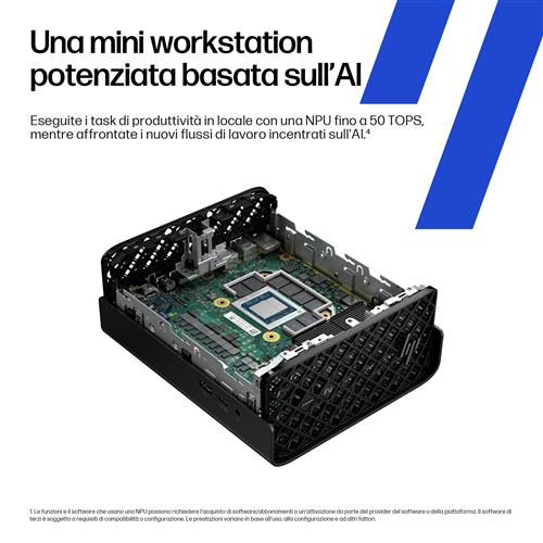HP Z2 Mini G1a Wolf Pro Security Edition Copilot+ PC AMD Ryzen AI Max PRO 390 64 GB LPDDR5x-SDRAM 1 TB SSD Windows 11 Pro Mini PC Stazione di lavoro AI Workstation, AI PC Nero