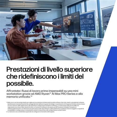 HP Z2 Mini G1a Wolf Pro Security Edition Copilot+ PC AMD Ryzen AI Max PRO 390 64 GB LPDDR5x-SDRAM 1 TB SSD Windows 11 Pro Mini PC Stazione di lavoro AI Workstation, AI PC Nero