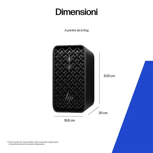 HP Z2 Mini G1a Wolf Pro Security Edition Copilot+ PC AMD Ryzen AI Max PRO 390 64 GB LPDDR5x-SDRAM 1 TB SSD Windows 11 Pro Mini PC Stazione di lavoro AI Workstation, AI PC Nero