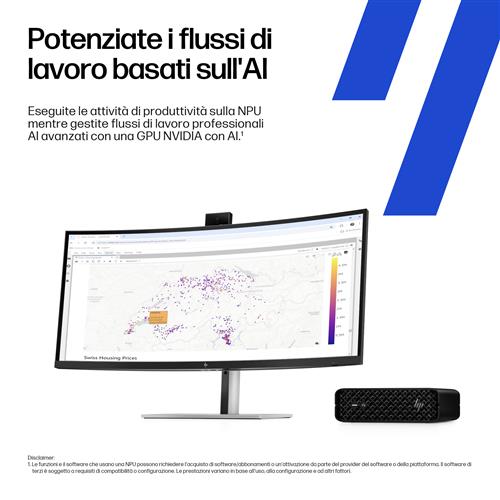 HP Z2 Mini G1i Wolf Pro Security Edition Intel Core Ultra 7 265 32 GB DDR5-SDRAM 1 TB SSD NVIDIA RTX A400 Windows 11 Pro Mini PC Stazione di lavoro AI Workstation, AI PC Nero
