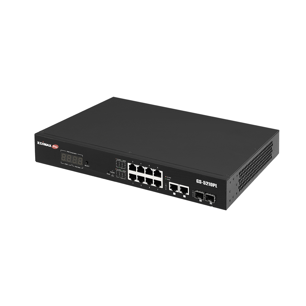 Edimax GS-5210PL switch di rete Gestito Gigabit Ethernet (10/100/1000) Nero
