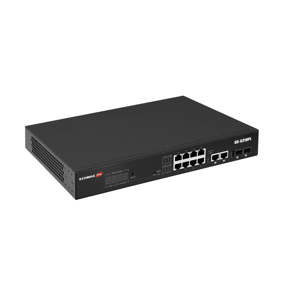 Edimax GS-5210PL switch di rete Gestito Gigabit Ethernet (10/100/1000) Nero