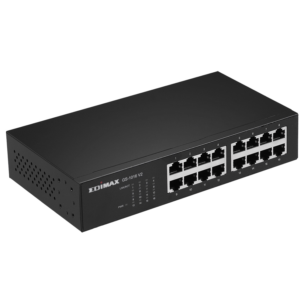 Edimax GS-1016 V2 switch di rete Gestito Gigabit Ethernet (10/100/1000) Nero