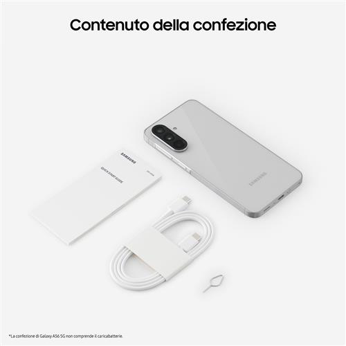 Samsung Galaxy A56 5G, Smartphone con Funzioni intelligenti, Display Super AMOLED 6.7”, 8GB RAM, 128GB, Camera 50MP, Batteria 5.000 mAh, IP67, Awesome Lightgray
