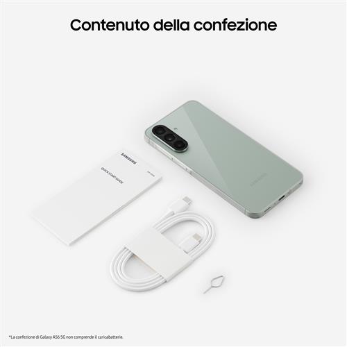 Samsung Galaxy A56 5G, Smartphone con Funzioni intelligenti, Display Super AMOLED 6.7”, 8GB RAM, 128GB, Camera 50MP, Batteria 5.000 mAh, IP67, Awesome Olive