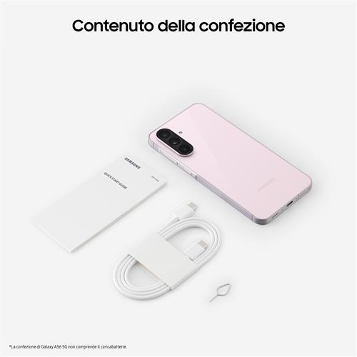 Samsung Galaxy A56 5G, Smartphone con Funzioni intelligenti, Display Super AMOLED 6.7”, 8GB RAM, 256GB, Camera 50MP, Batteria 5.000 mAh, IP67, Awesome Pink