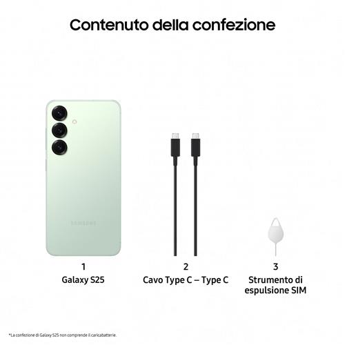 Samsung Galaxy S25 Smartphone AI, Display 6.2'' FHD+ Dynamic AMOLED 2X, Fotocamera 50MP, RAM 12GB, 512GB, 4.000 mAh, Mint
