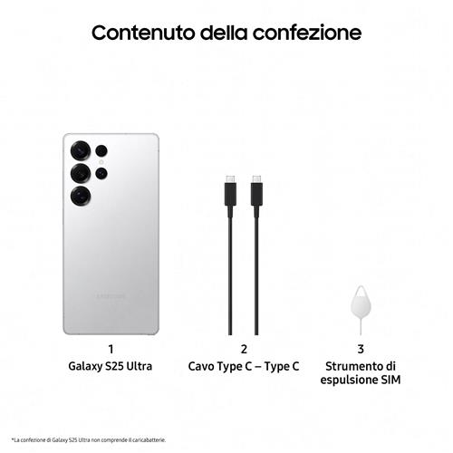 Samsung Galaxy S25 Ultra Smartphone AI, Display 6.9'' QHD+ Dynamic AMOLED 2X, Fotocamera 200MP, RAM 12GB, 512GB, 5.000 mAh, Titanium Whitesilver
