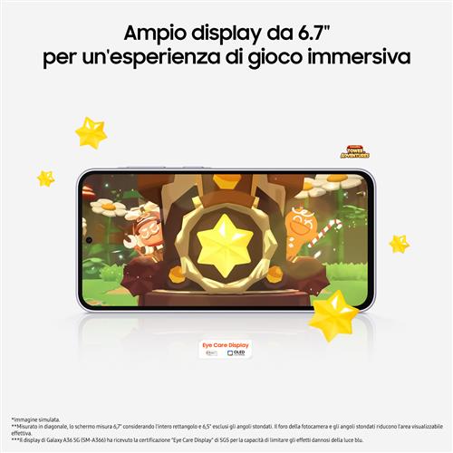 Samsung Galaxy A36 5G, Smartphone con Funzioni intelligenti, Display Super AMOLED 6.7”, 8GB RAM, 256GB, Camera 50MP, Batteria 5.000 mAh, IP67, Awesome Black