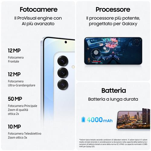 Samsung Galaxy S25 Smartphone AI, Display 6.2'' FHD+ Dynamic AMOLED 2X, Fotocamera 50MP, RAM 12GB, 512GB, 4.000 mAh, Silver shadow