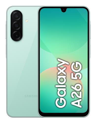 Samsung Galaxy A26 5G, Smartphone con Funzioni intelligenti, Display Super AMOLED 6.7”, 6GB RAM, 128GB, Batteria 5.000 mAh, memoria espandibile, Mint