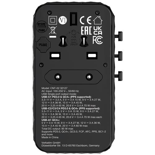 CHARGE N TRAVEL ADAPTER DIAMOND 85W RETRACTABLE CABLE CNT-02