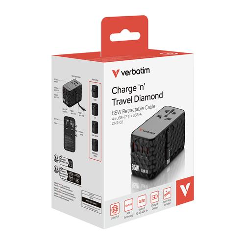 CHARGE N TRAVEL ADAPTER DIAMOND 85W RETRACTABLE CABLE CNT-02