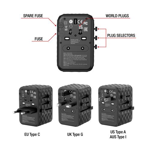 GAN III  TRAVEL ADAPTER UTA-05 2XUSB-C PD 65W / QC 4+/2 X USB-A