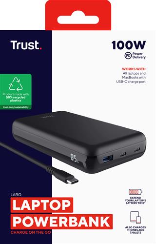 LARO POWERBANK PER LAPTOP DA 100 W  -  NERO  UK