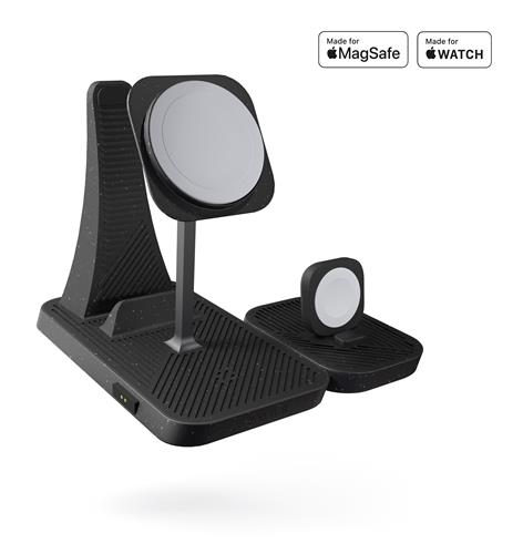 ZENS 4-IN-1 MODULAR WRLS CHRG STATION INCL WALL CHARGER-BLACK