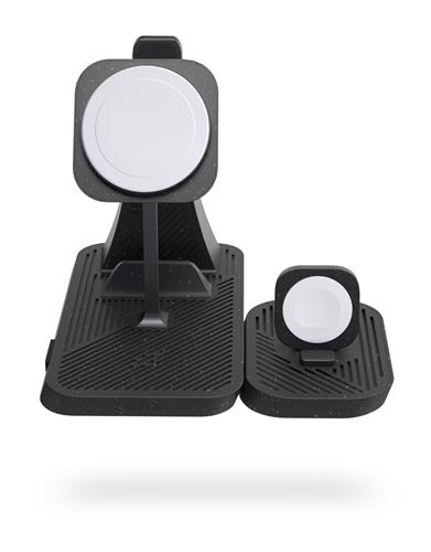 ZENS 4-IN-1 MODULAR WRLS CHRG STATION INCL WALL CHARGER-BLACK