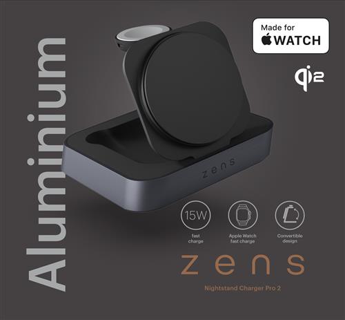 ZENS PRO2 NIGHTSTAND-WALL CRGR MAGNETIC WRLS CHARGER-BLACK