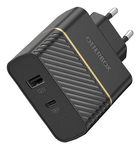 OTTERBOX EU WALL CHARGER 30W BLACK PROPACK USB-C-18W USB-A-12