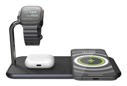 ZENS DUAL+WATCH WRLS CHARGE INCL WALL CHARGER-BLACK