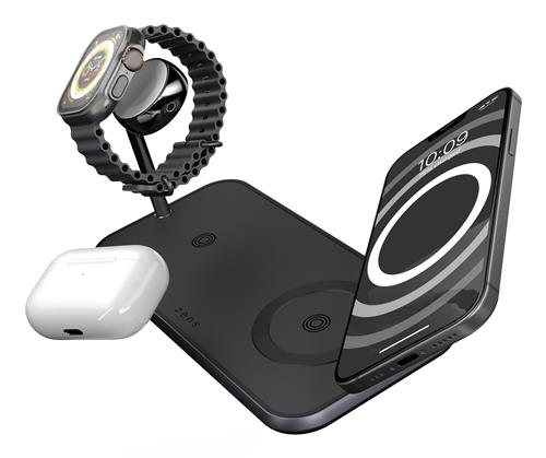 ZENS DUAL+WATCH WRLS CHARGE INCL WALL CHARGER-BLACK