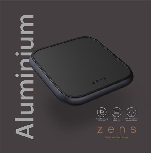 ZENS SINGLE WRLS CHARGER INCL. WALL CHARGER -BLACK