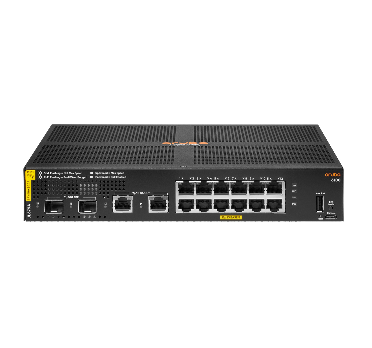 HPE Aruba Networking 6100 12G Class4 PoE 2G/2SFP+ 139W Gestito L3 Gigabit Ethernet (10/100/1000) Supporto Power over Ethernet (PoE) 1U Nero