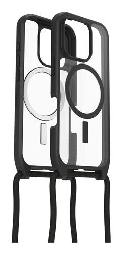 OB REACT NECKLACEMAGSAFE APPLE iPhone16 Pro BlackCr-clear/black