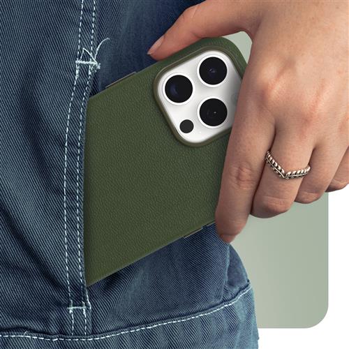 OB SYMETRY APPLEIPHONE 15PROMAX Cactus Leather Groove green