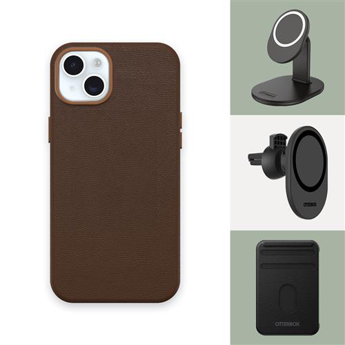 OB SYMMETRY CACTUS LEATHER Apple iPhone 15 Plus Adobe brown