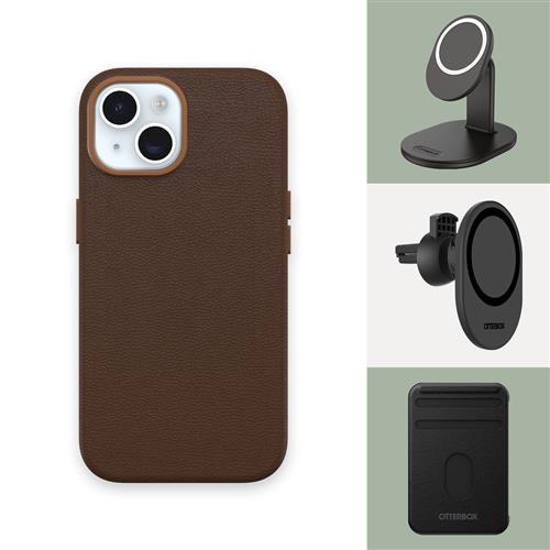 OB SYMMETRY CACTUS LEATHER Apple iPhone 15 Rich Adobe brown