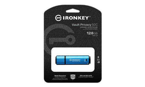 128GB USB-C IRONKEY VAULT P 50C AES-256 ENCRYPTED FIPS 197