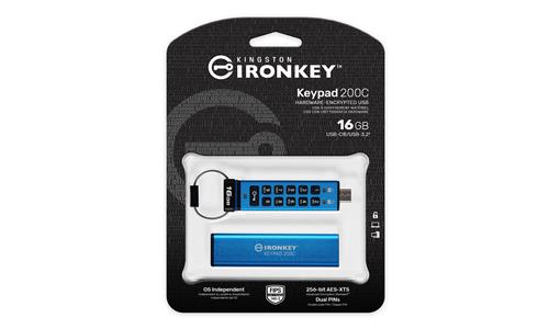 16GB USB-C IRONKEY KEYPAD 200C FIPS 140-3 Lvl 3(Pending)AES-256