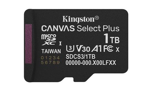 1TB MICROSDXC CANVAS SELECT+ Gen3 150R A1 Single Pack w/o ADP