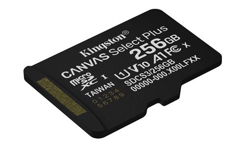 256GB MICROSDXC CANVAS SELECT+ Gen3 150R A1 Single Pack w/o ADP