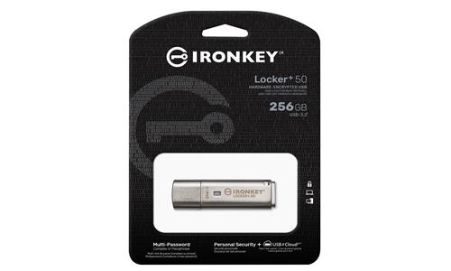 256GB USB 3.2 IRONKEY LOCKER+50 AES USB W/256BIT ENCRYPTION