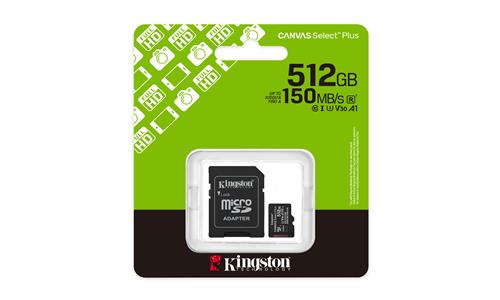 512GB MICROSDXC CANVAS SELECT+ Gen3 150MB/s A1 Card + Adapter