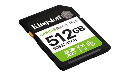 512GB SDXC CANVAS SELECT PLUS Gen3 150MB/s C10 UHS-I U3 V30