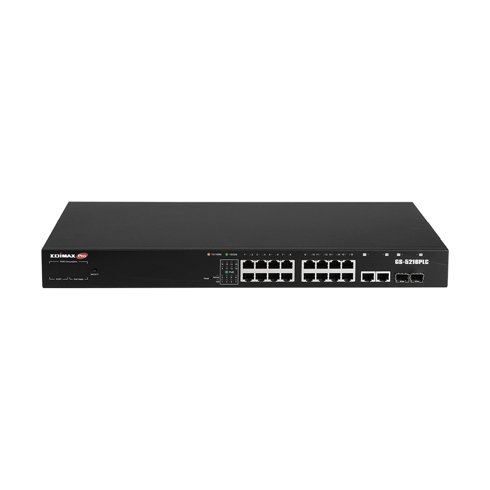Edimax GS-5216PLC switch di rete Gestito Gigabit Ethernet (10/100/1000) Supporto Power over Ethernet (PoE) Nero
